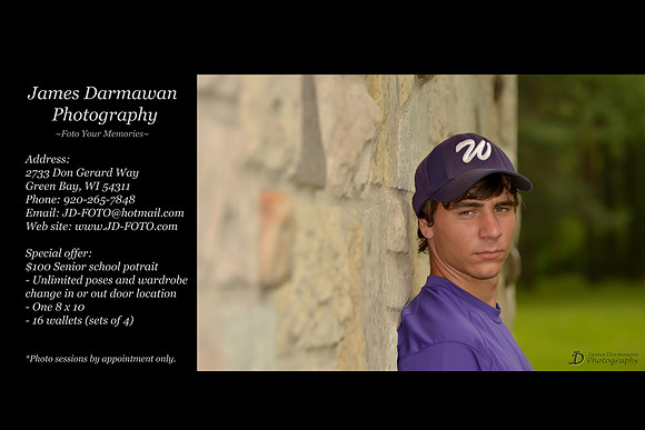 JD-FOTO marketing cards senior class package